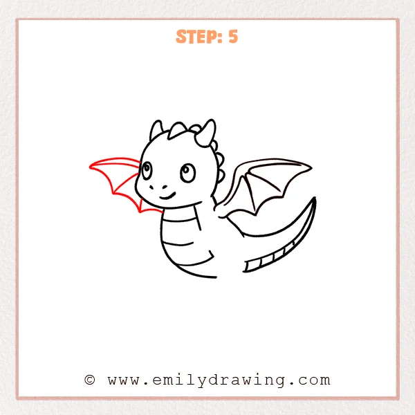 how to draw a flying dragon - Step 5